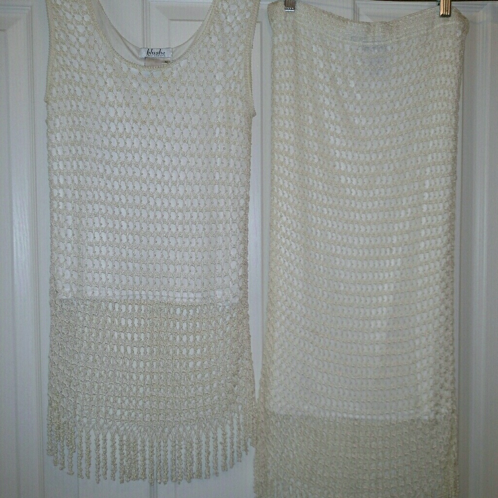Blushe Impressions Crochet Beaded Top & Skirt